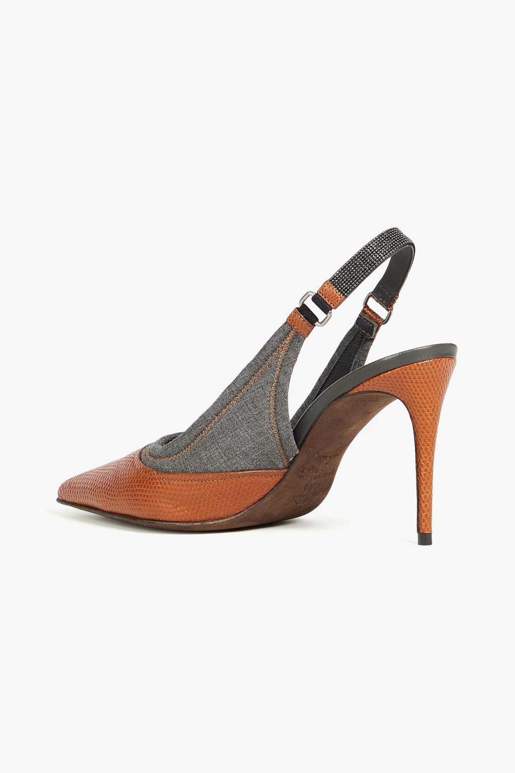 BRUNELLO CUCINELLI Pumps aus Crêpe und Leder mit Eidechseneffekt