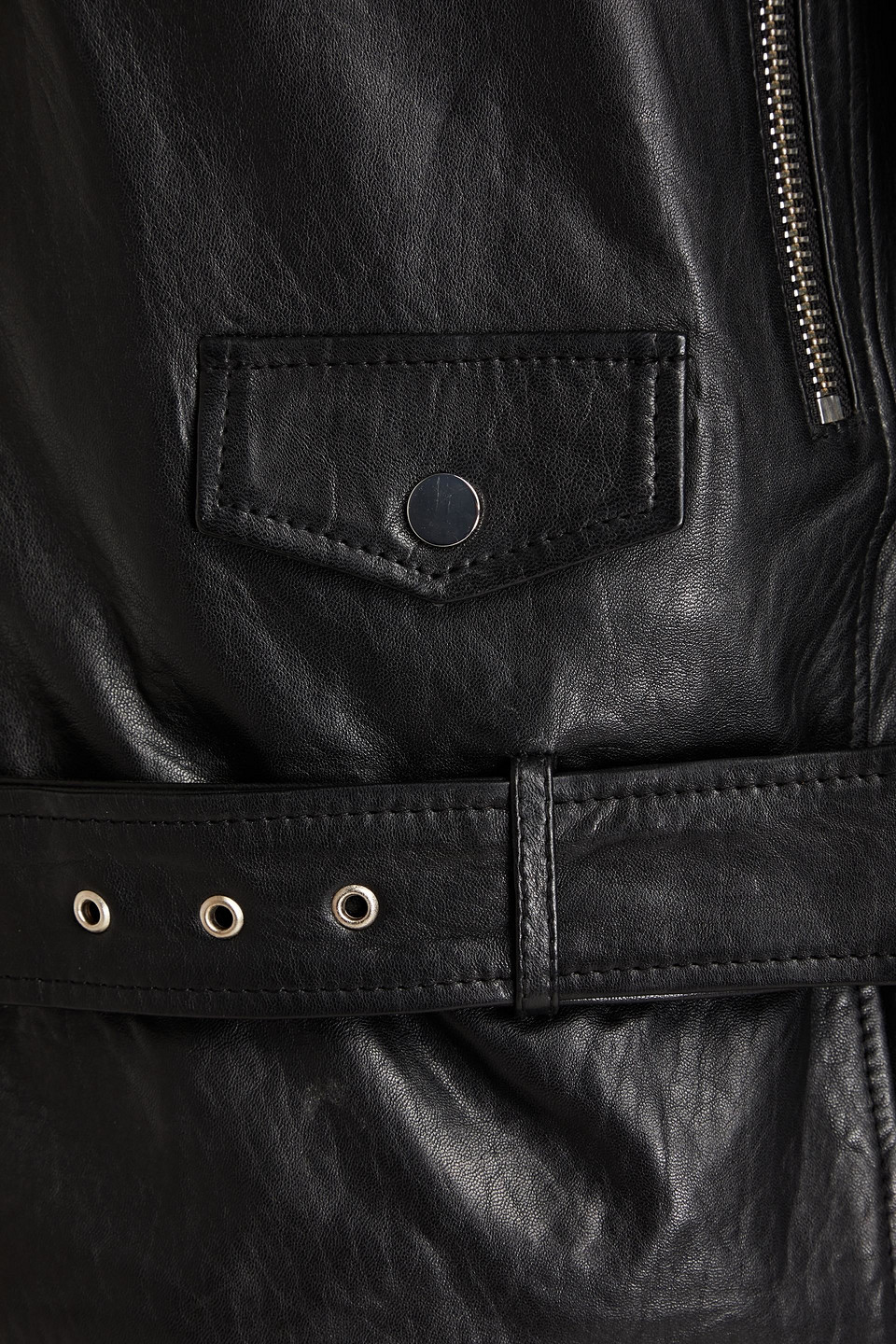 Muubaa Petra Belted Leather Biker Jacket In Black