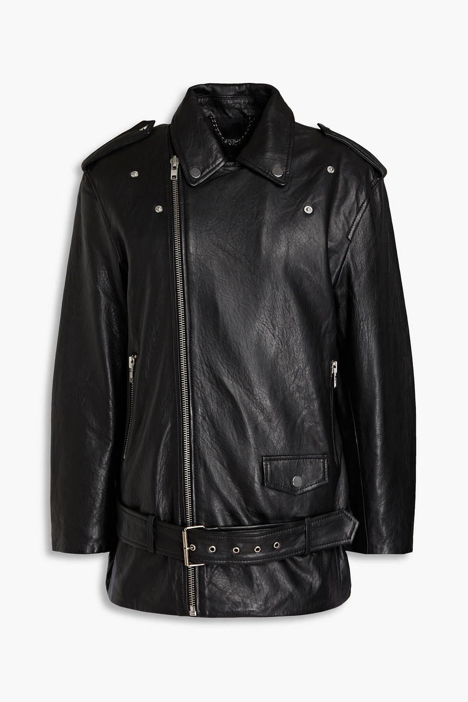 Muubaa Petra Belted Leather Biker Jacket In Black