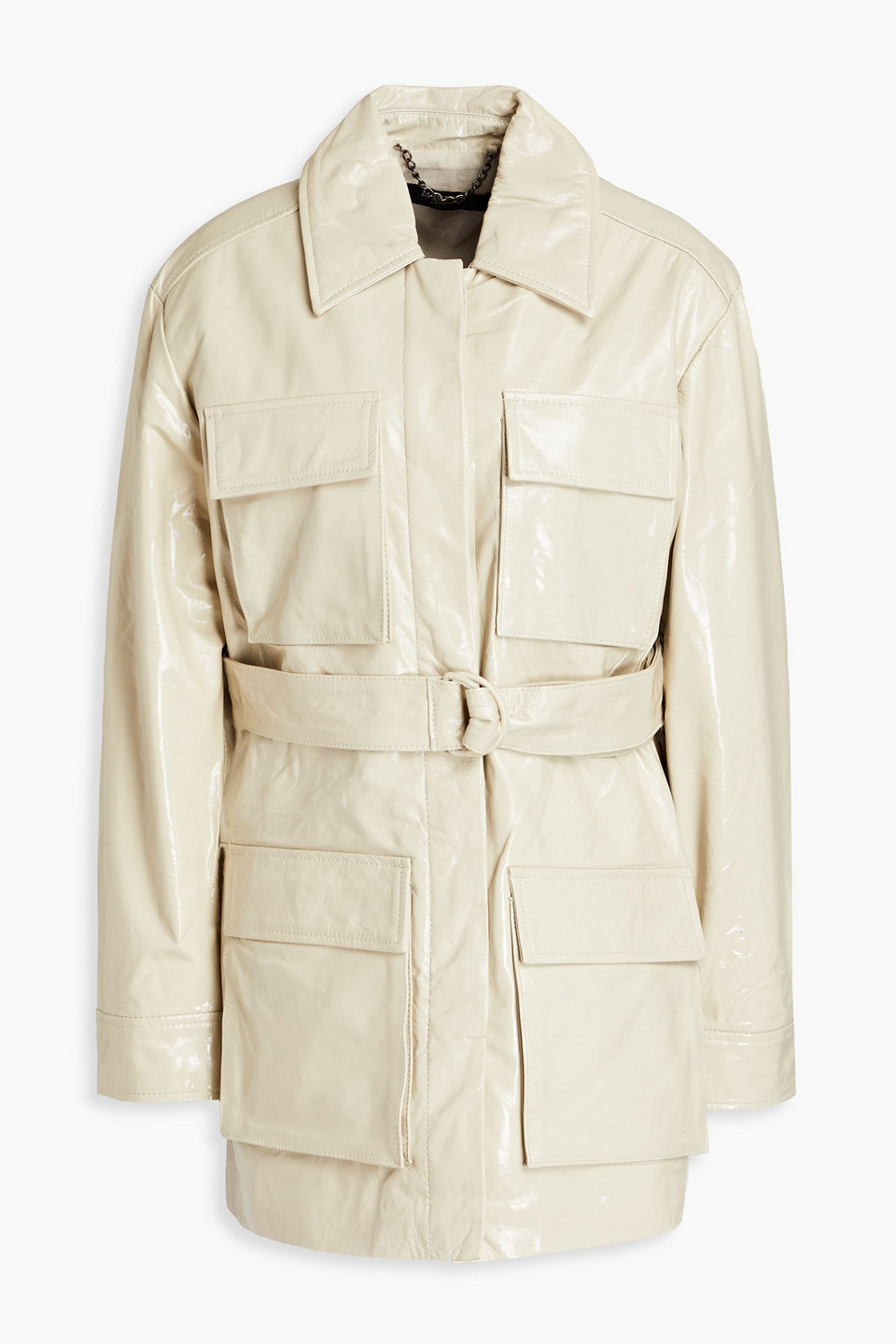 Muubaa Parker belted patent-leather jacket