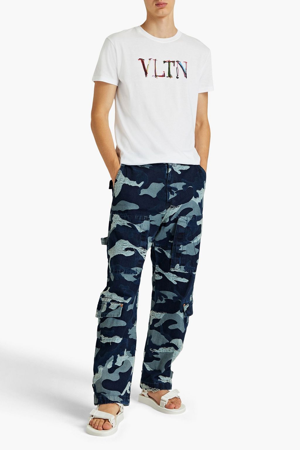 VALENTINO Printed cotton-jersey T-shirt