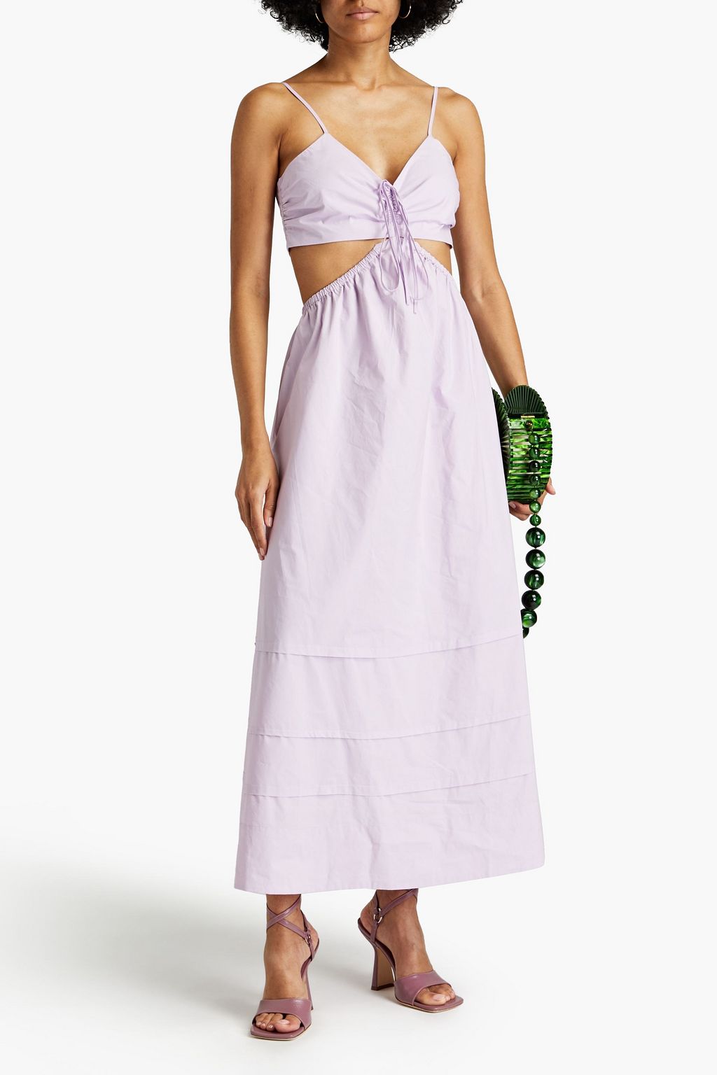 NICHOLAS Cutout cotton-poplin midi dress