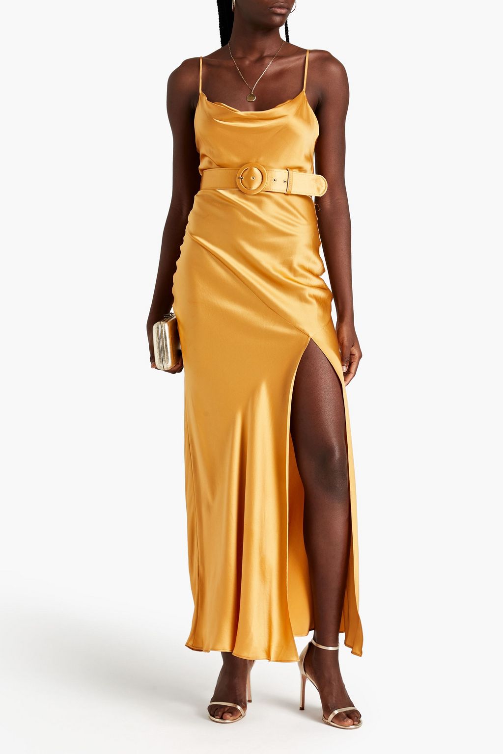 NICHOLAS Simone belted silksatin maxi dress THE