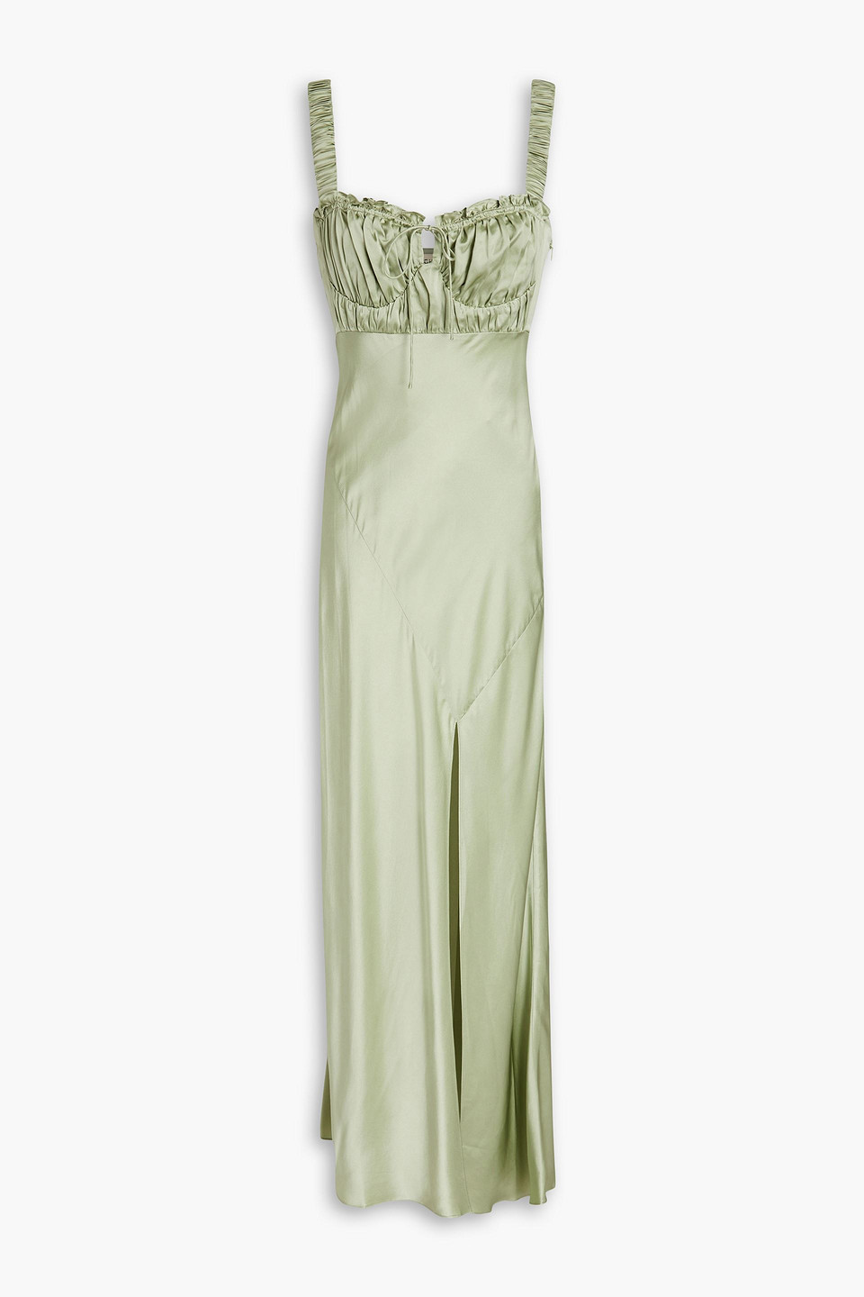 NICHOLAS NINA GATHERED SILK-SATIN CREPE MIDI DRESS