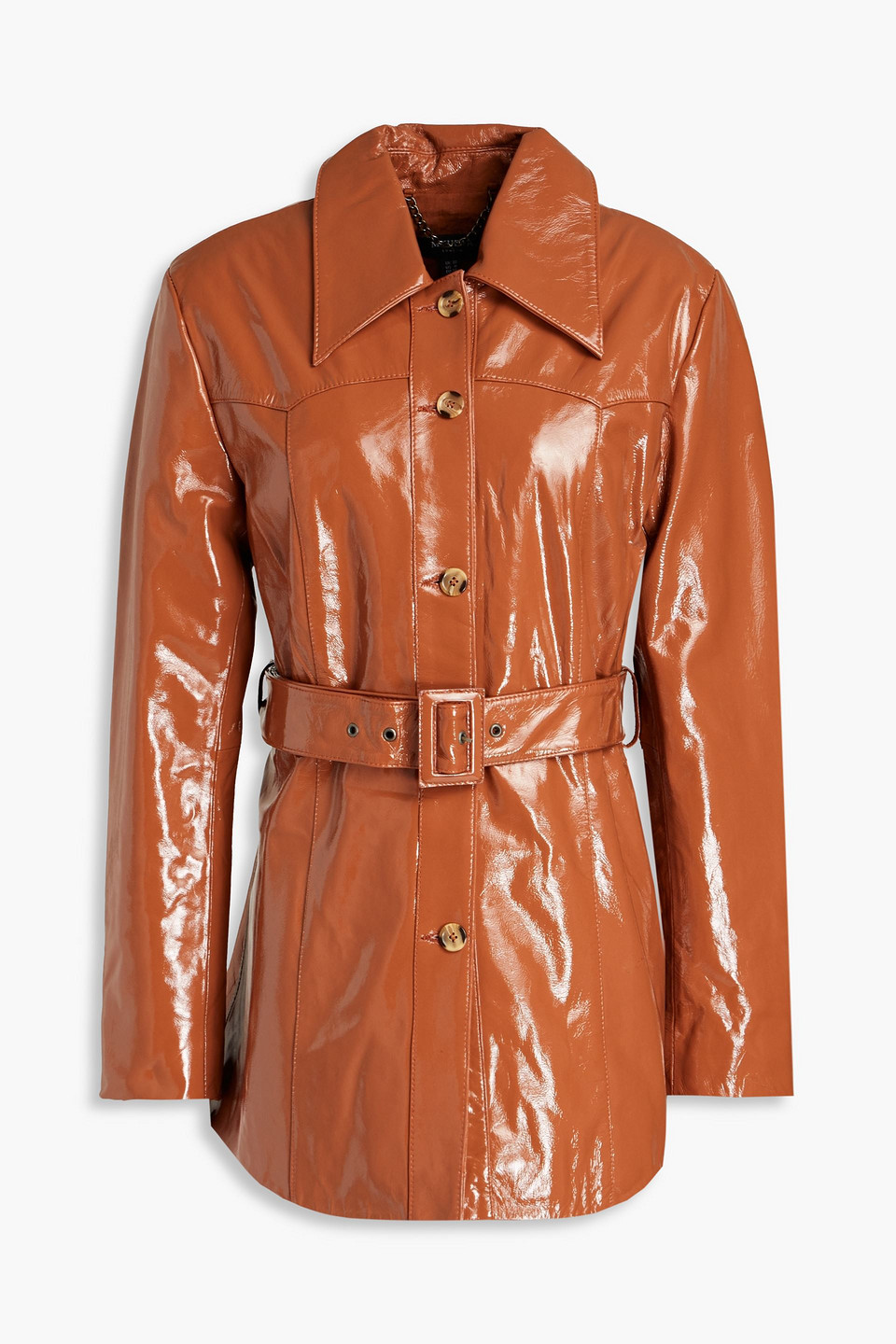 Muubaa Belted patent-leather jacket
