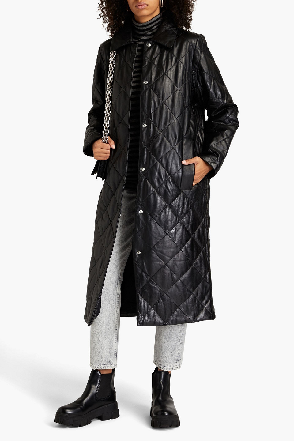 Muubaa Isaly Quilted Leather Coat In Black