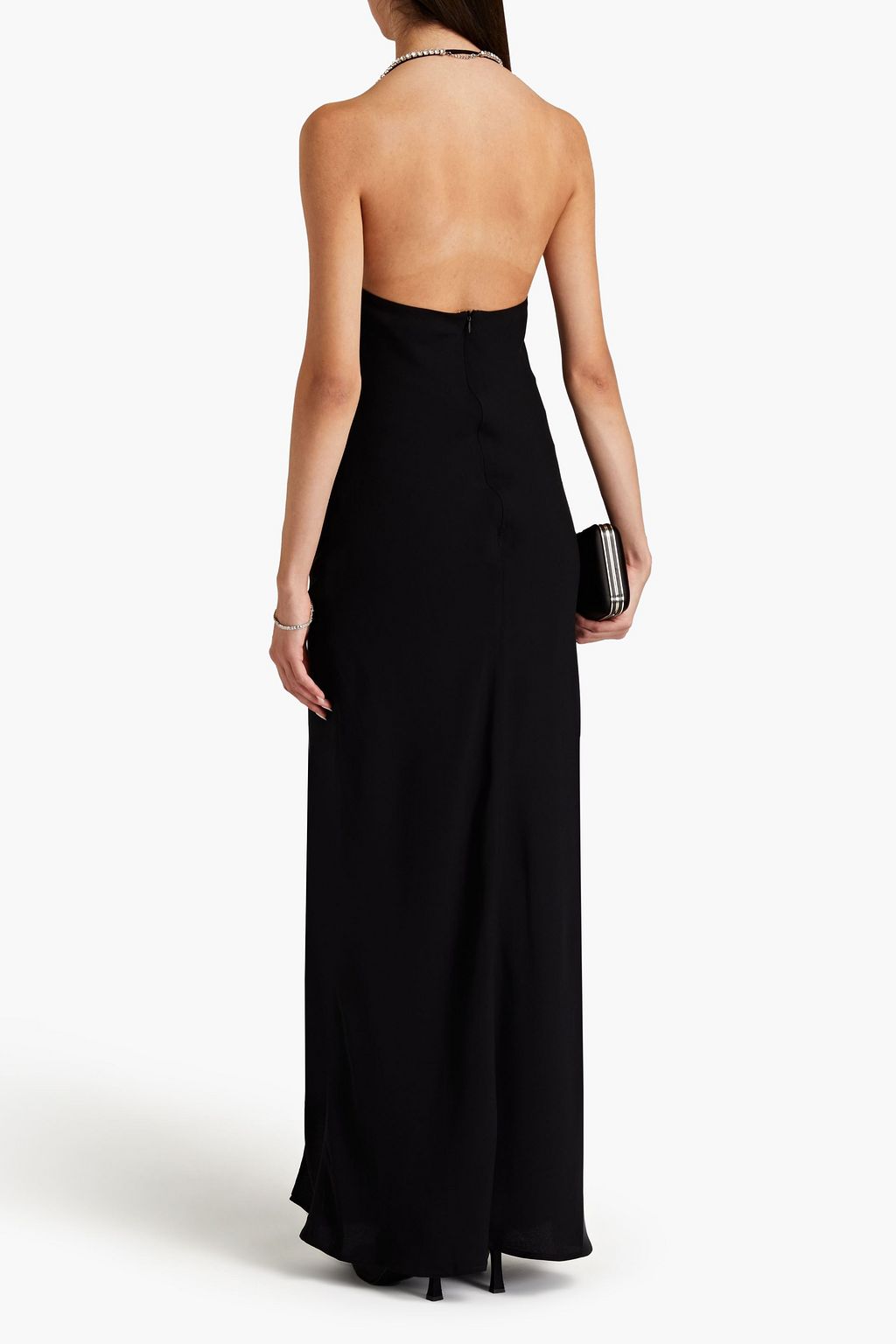 NICHOLAS Draped crepe maxi halterneck dress