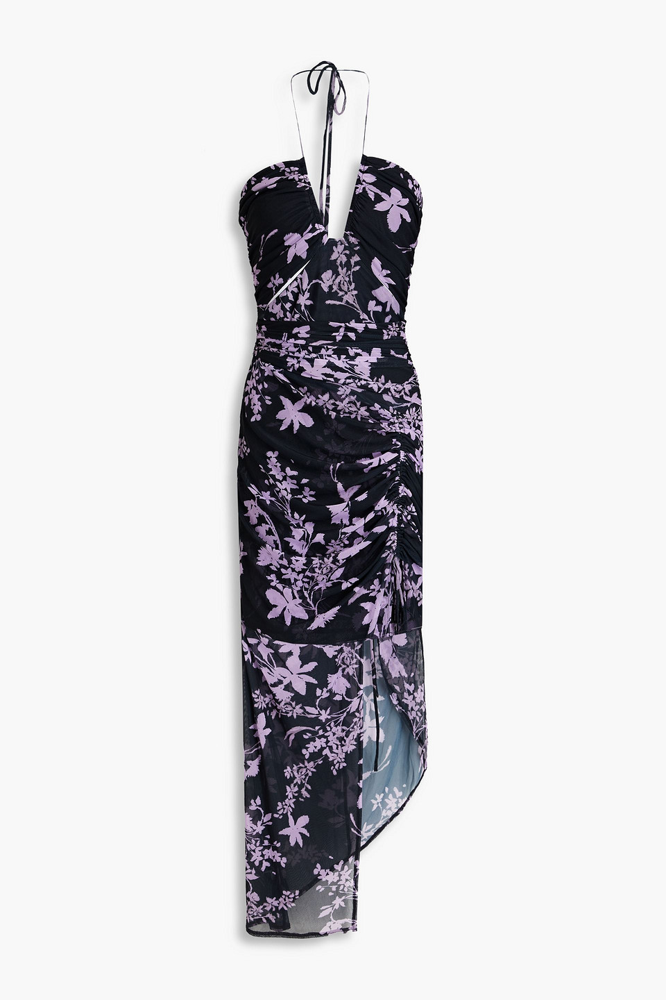 Off-the-shoulder floral-print stretch-mesh maxi dress