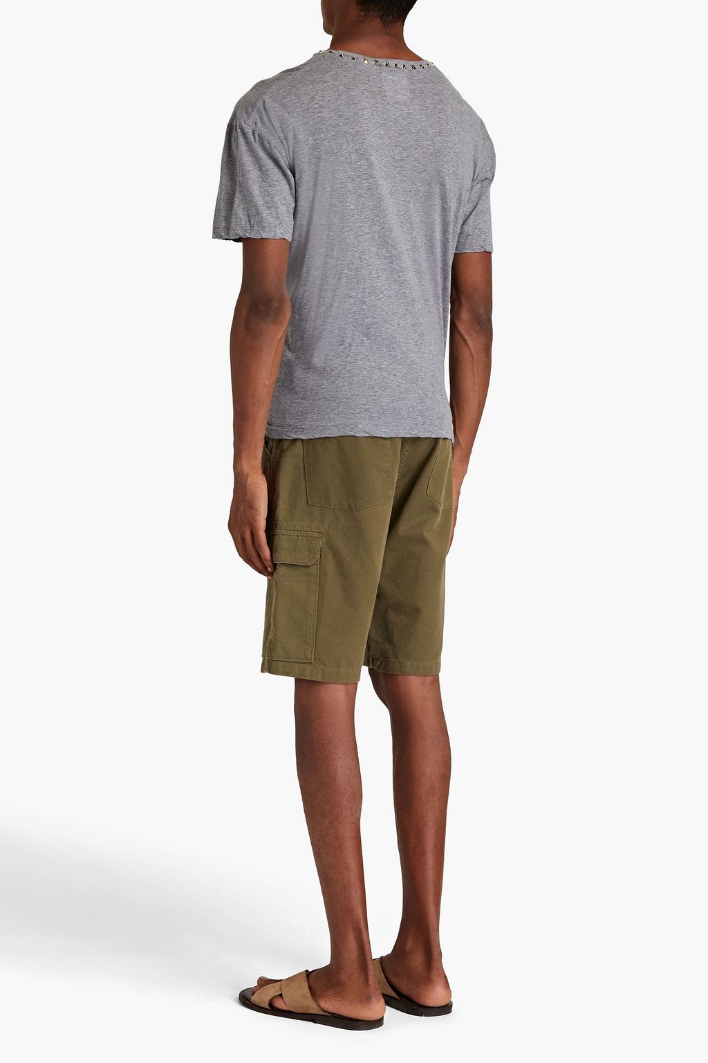 VALENTINO GARAVANI Rockstud mélange cotton-jersey T-shirt