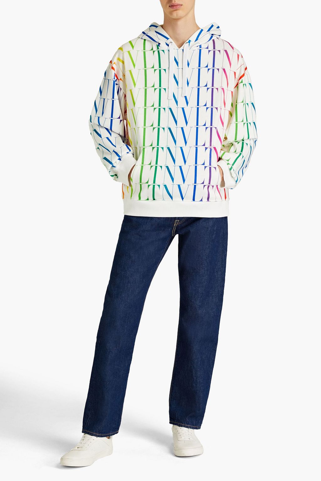 VALENTINO GARAVANI Logo-print French cotton-blend terry hoodie
