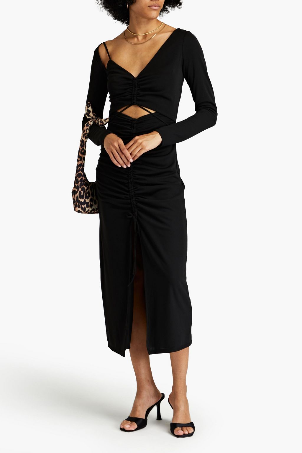 NICHOLAS Shayla ruched cutout stretch-jersey midi dress