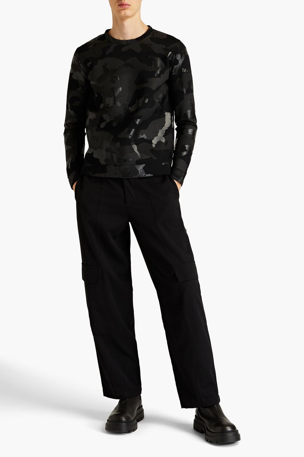 VALENTINO GARAVANI Camouflage-print modal and neoprene sweatshirt
