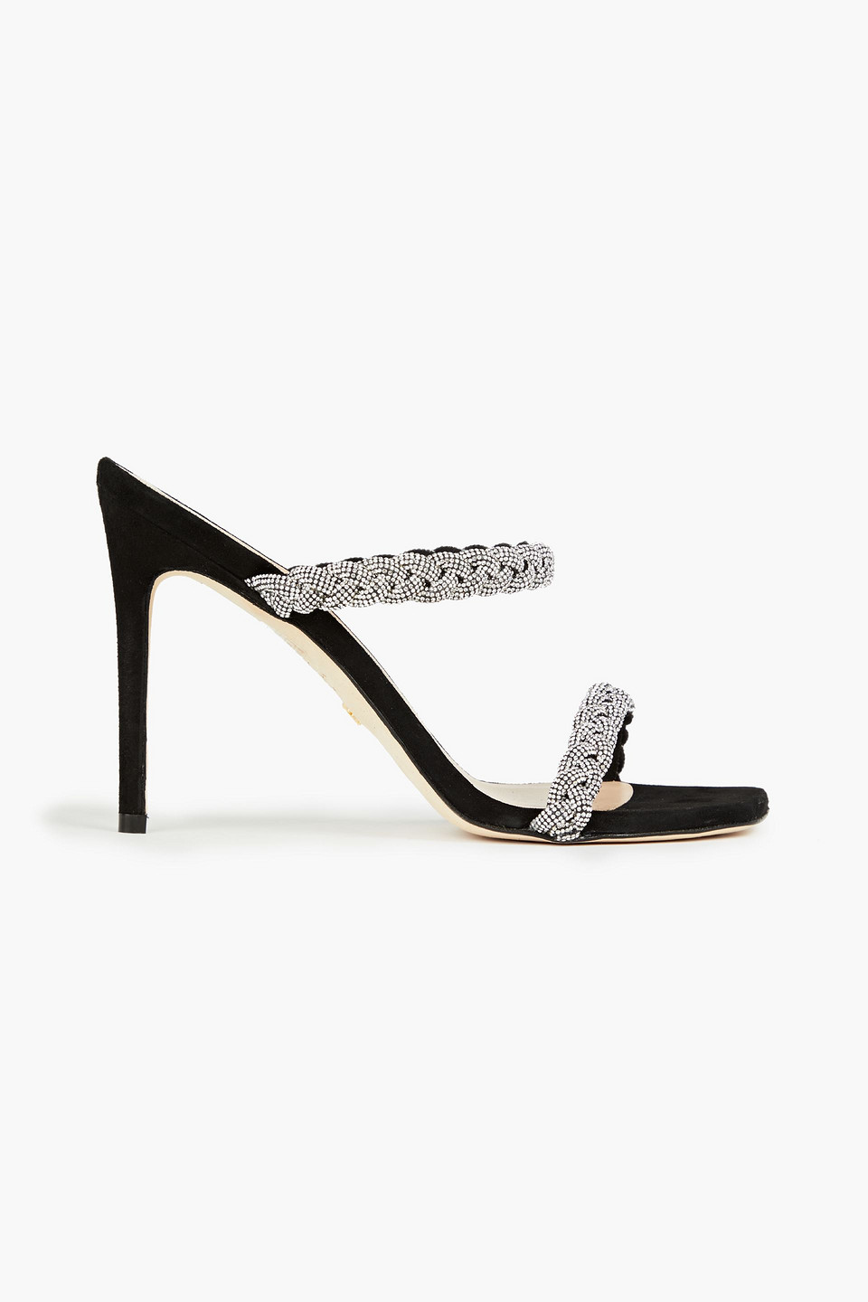 Stuart Weitzman Addison Braided Embellished Suede Sandals In Black