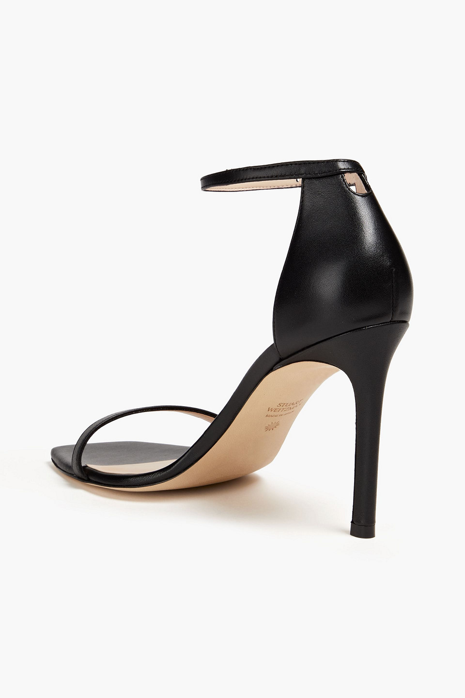 Shop Stuart Weitzman Amelina 95 Leather Sandals In Black