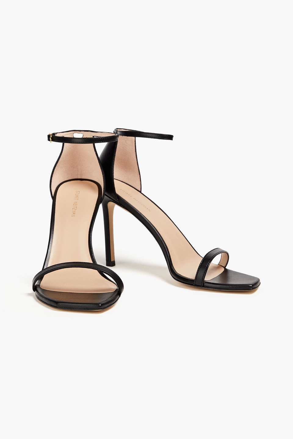 Shop Stuart Weitzman Amelina 95 Leather Sandals In Black