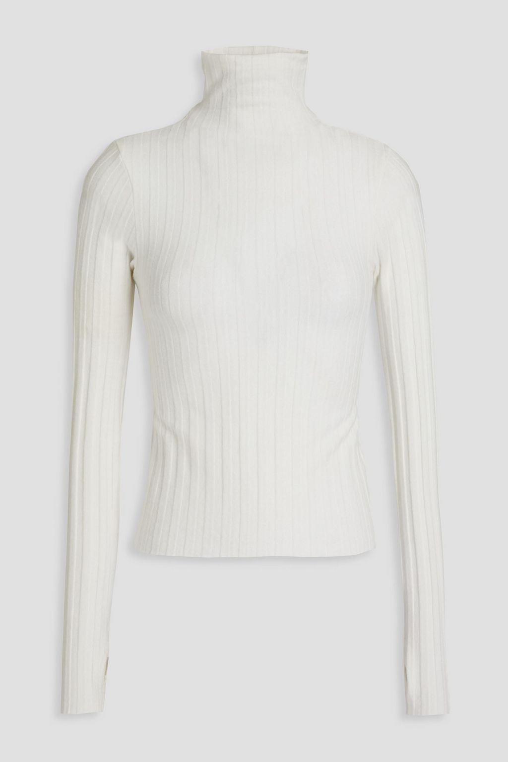 White Ribbed modal-blend turtleneck top 