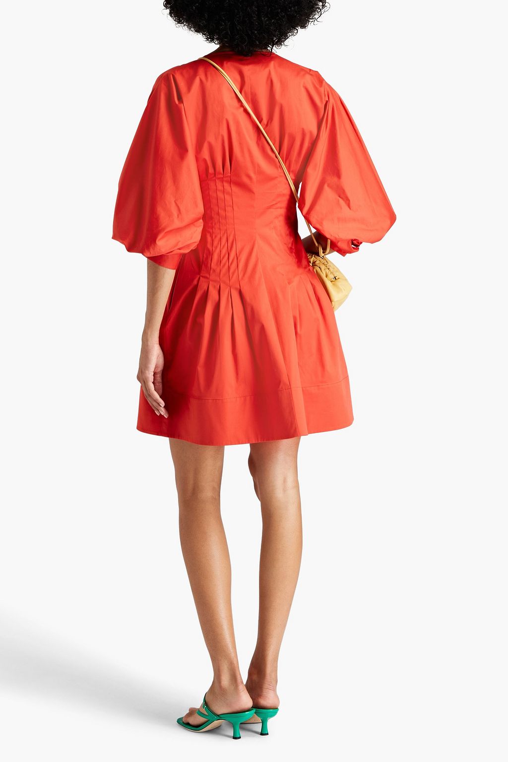 OSCAR DE LA RENTA Pleated stretchcotton twill mini dress THE