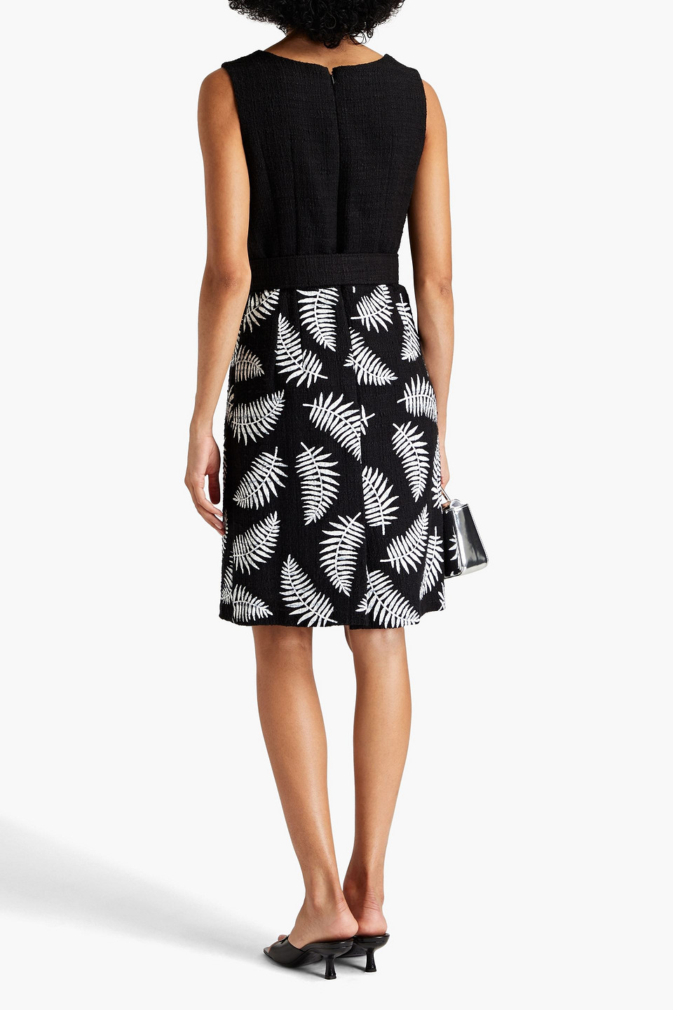 OSCAR DE LA RENTA PRINTED COTTON-BLEND BOUCLÉ-TWEED DRESS