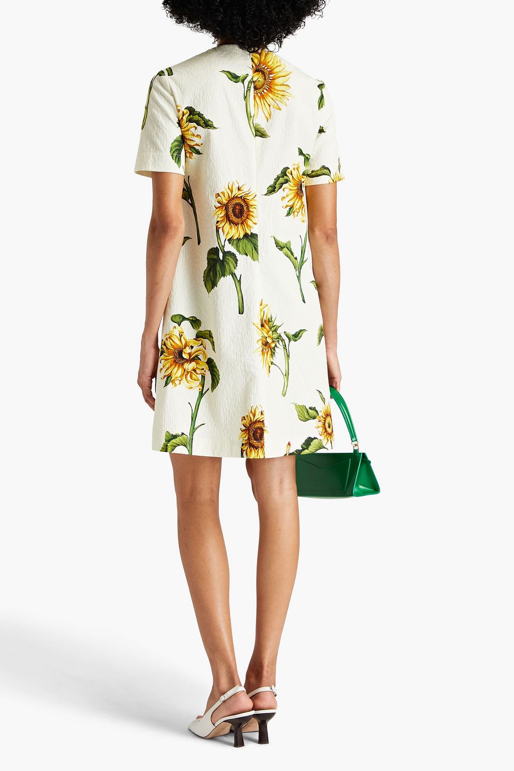 OSCAR DE LA RENTA Floral-print cotton-blend cloqué mini dress