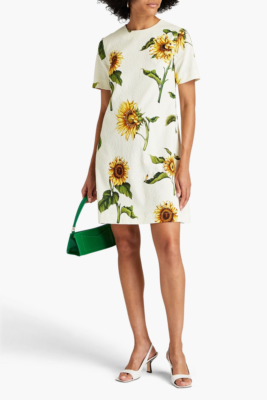 OSCAR DE LA RENTA Floral-print cotton-blend cloqué mini dress