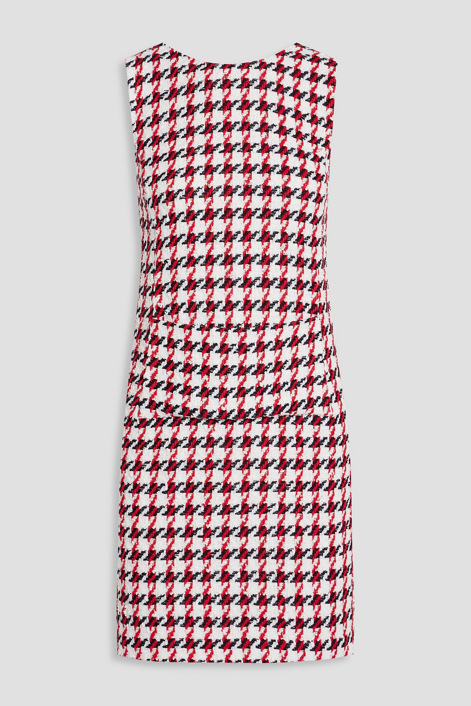 Oscar De La Renta Houndstooth Cotton-blend Tweed Mini Dress In White