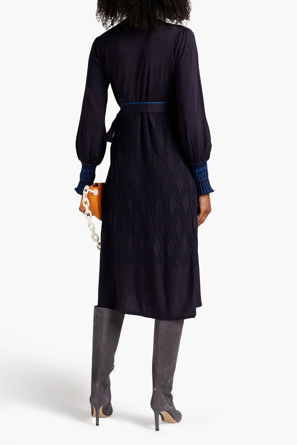 DIANE VON FURSTENBERG Yolanda metallic jacquard-knit midi wrap dress