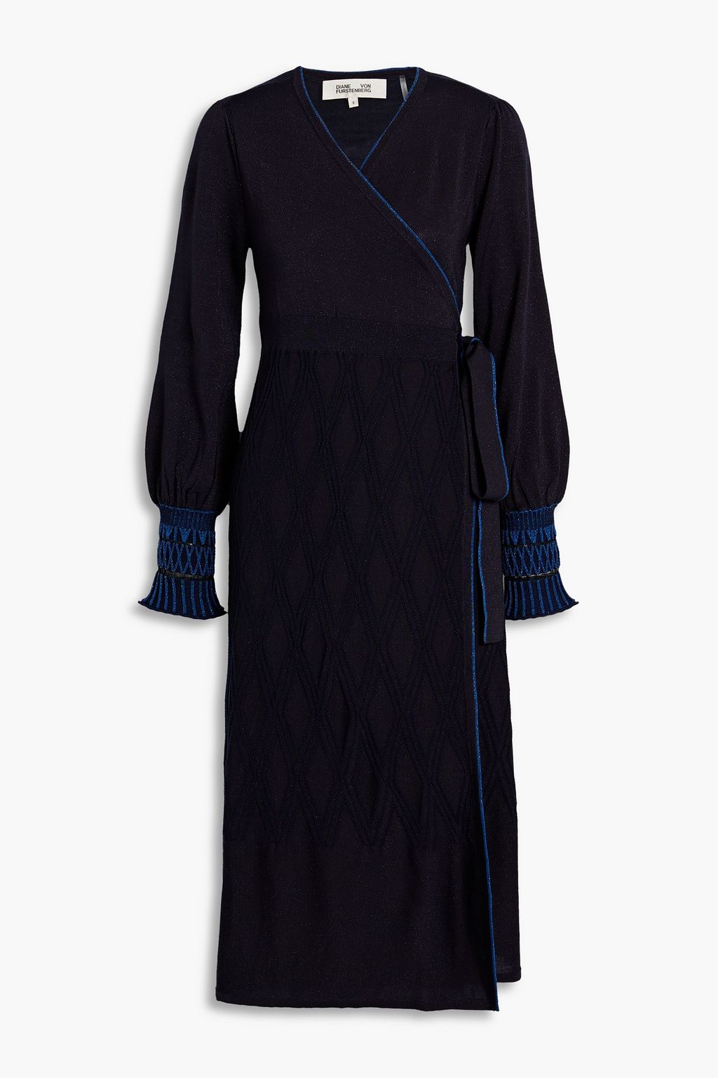 DIANE VON FURSTENBERG Yolanda metallic jacquard-knit midi wrap dress ...