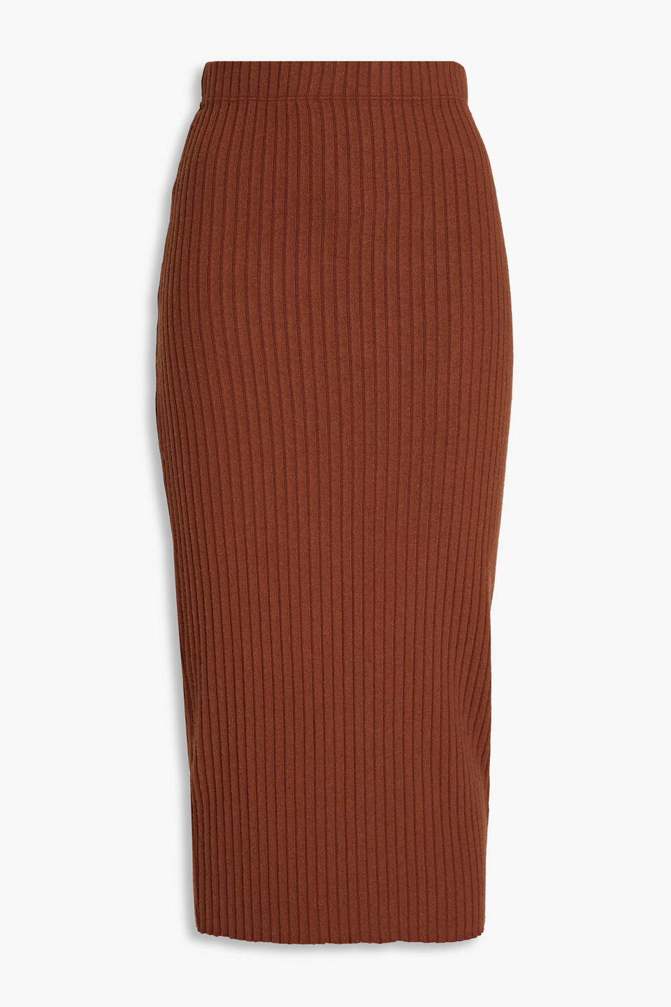 Enza Costa Ribbed-knit Midi Skirt In Brown