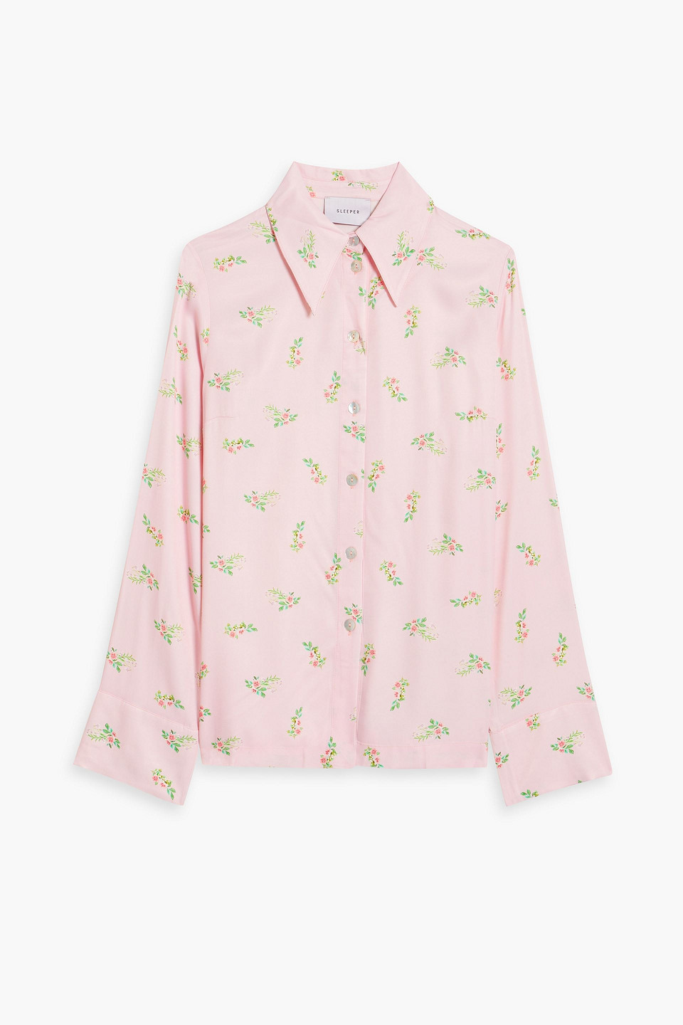 Floral-print satin pajama top