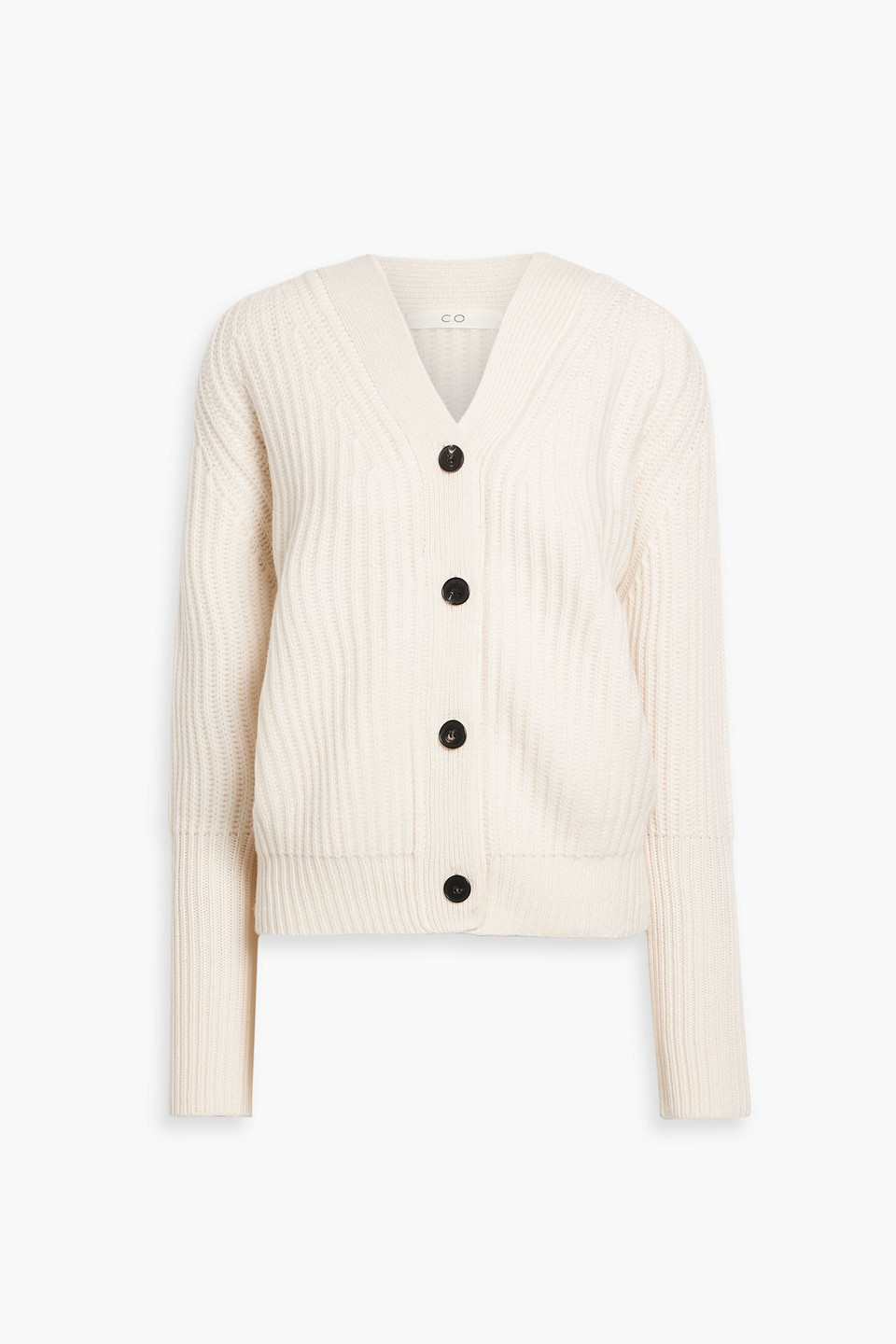 co - ribbed wool and cashmere-blend cardigan - white - s