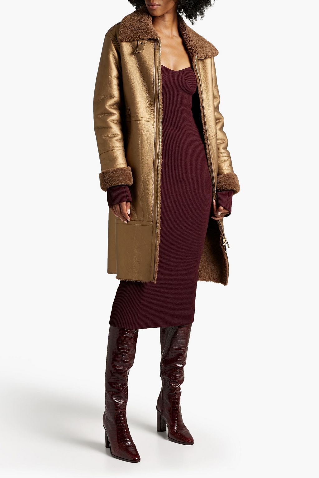 DOM GOOR Metallic shearling coat