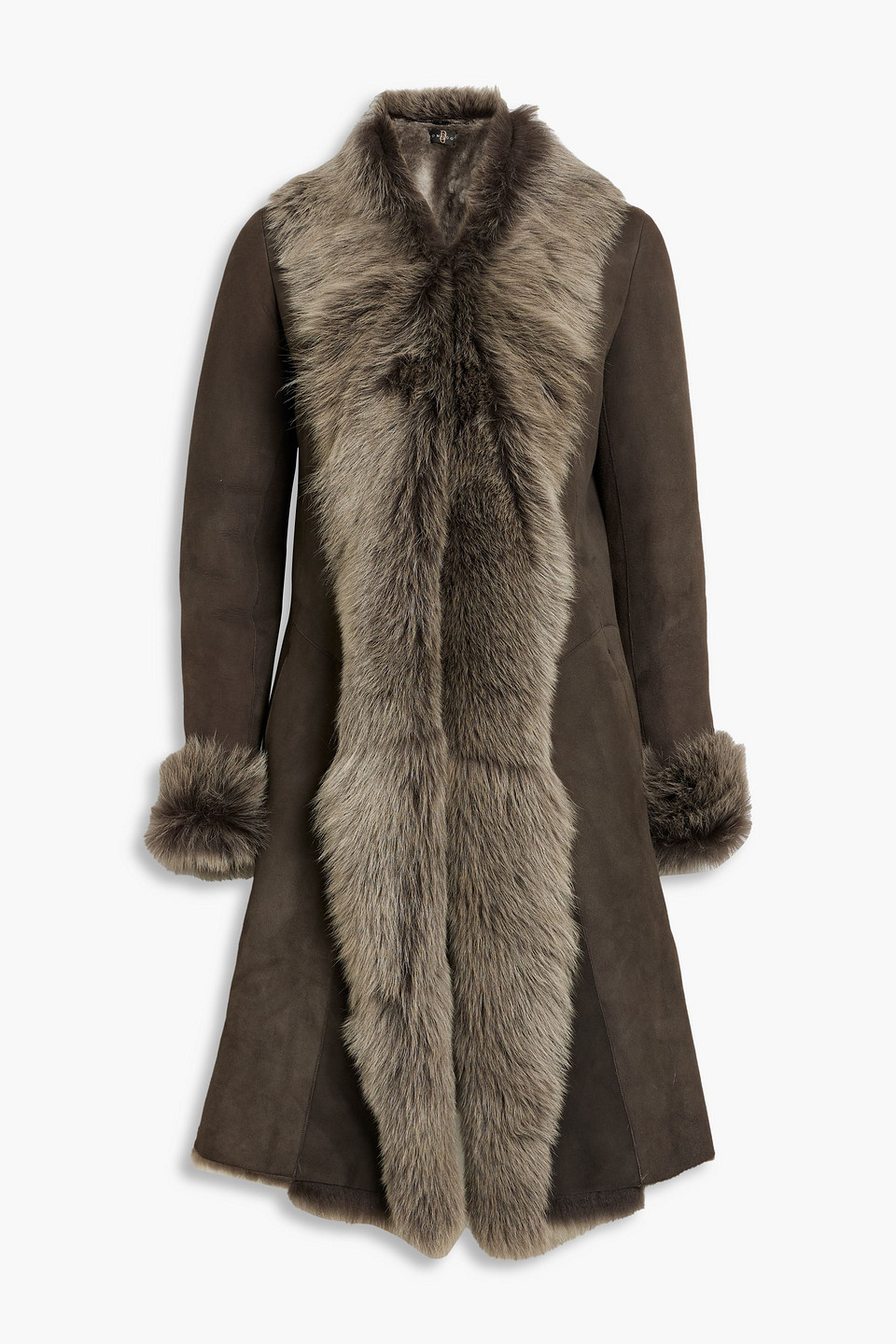 Dom Goor Shearling Coat In Dark Brown