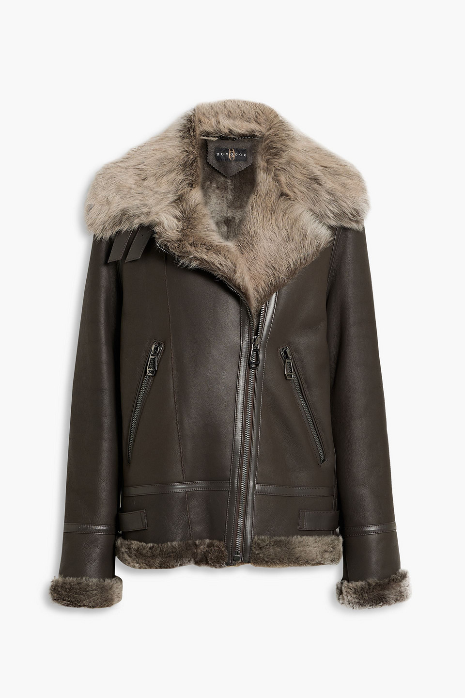 Dom Goor Shearling-trimmed Leather Jacket In Chocolate