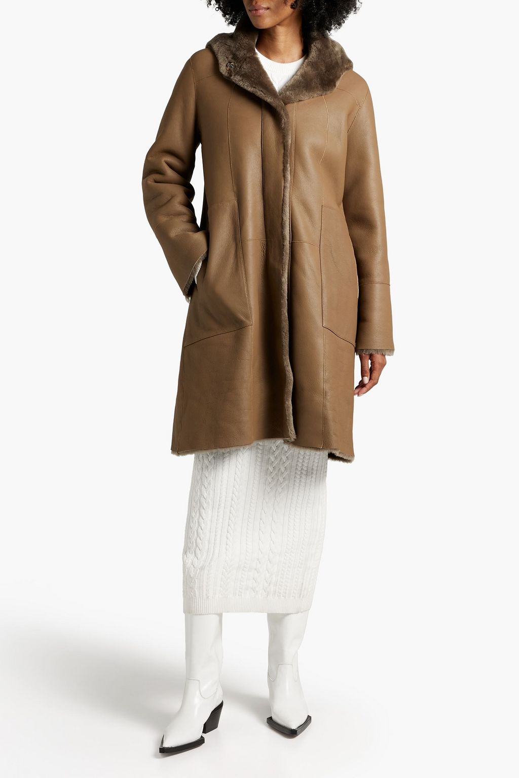 DOM GOOR Reversible shearling hooded coat THE
