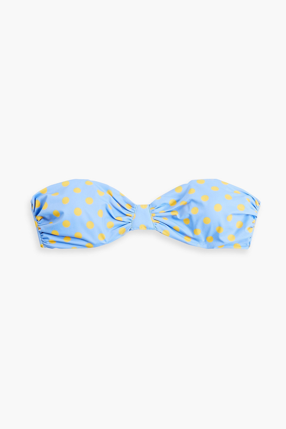 Caroline Constas Maria Gathered Polka Dot Bandeau Bikini Top In Light Blue