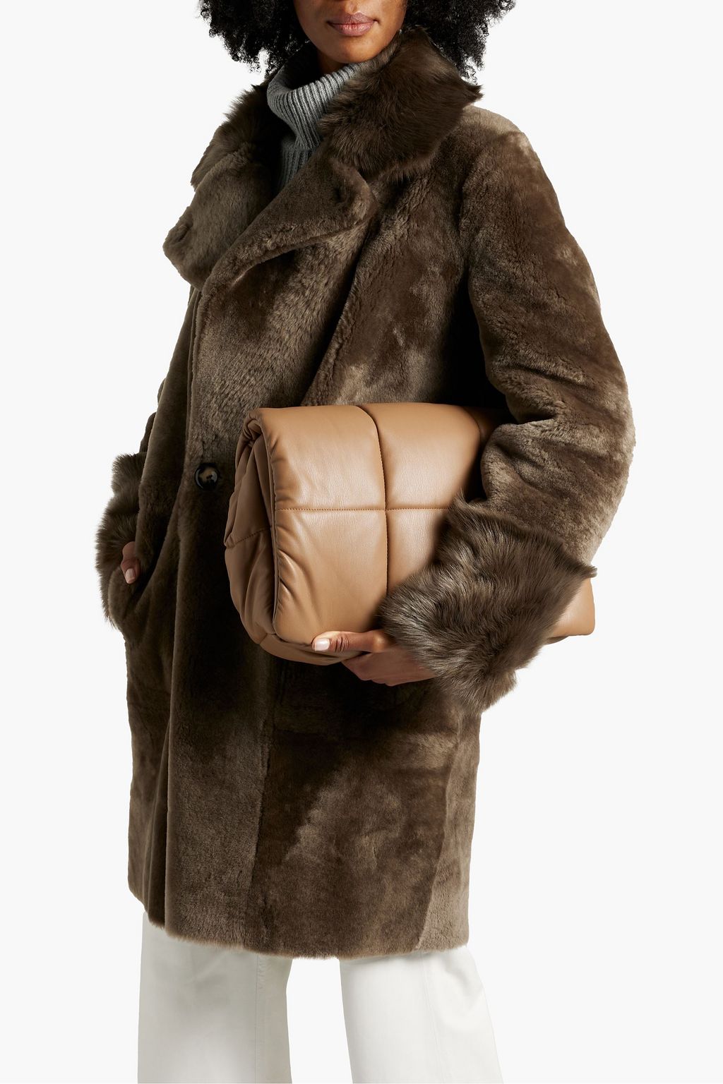 STAND STUDIO Wanda quilted faux leather clutch