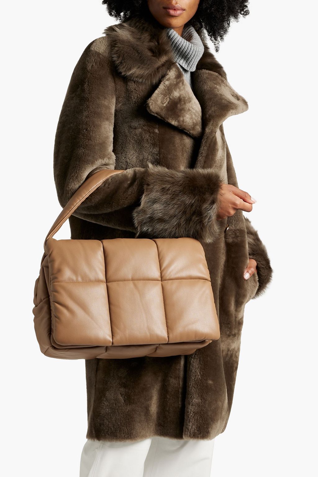 STAND STUDIO Wanda quilted faux leather clutch