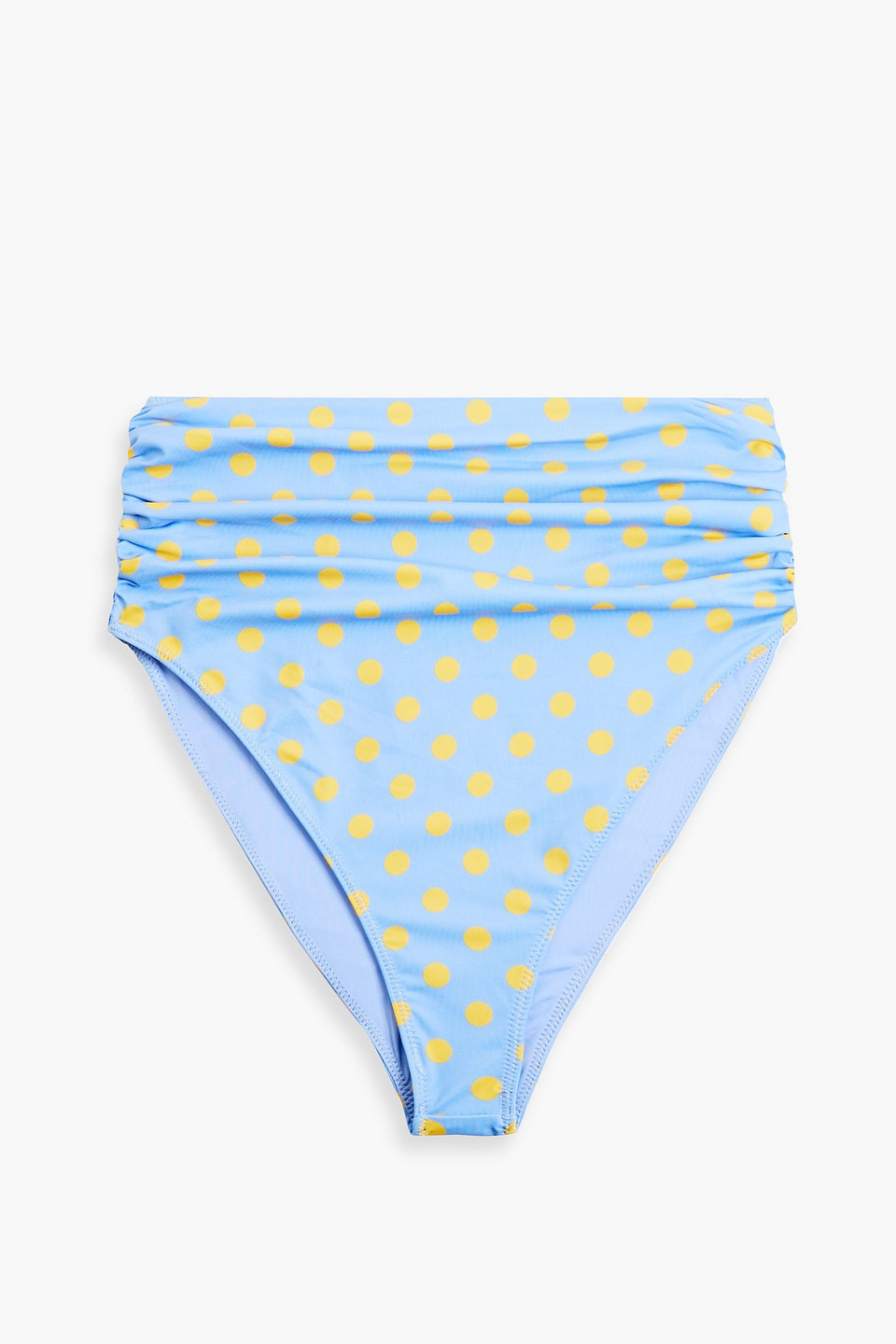 Caroline Constas Sutton Gathered Polka Dot High-rise Bikini Briefs In Light Blue