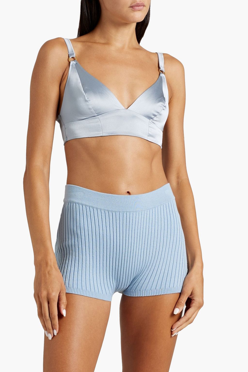 LIVE THE PROCESS Ribbed-knit shorts
