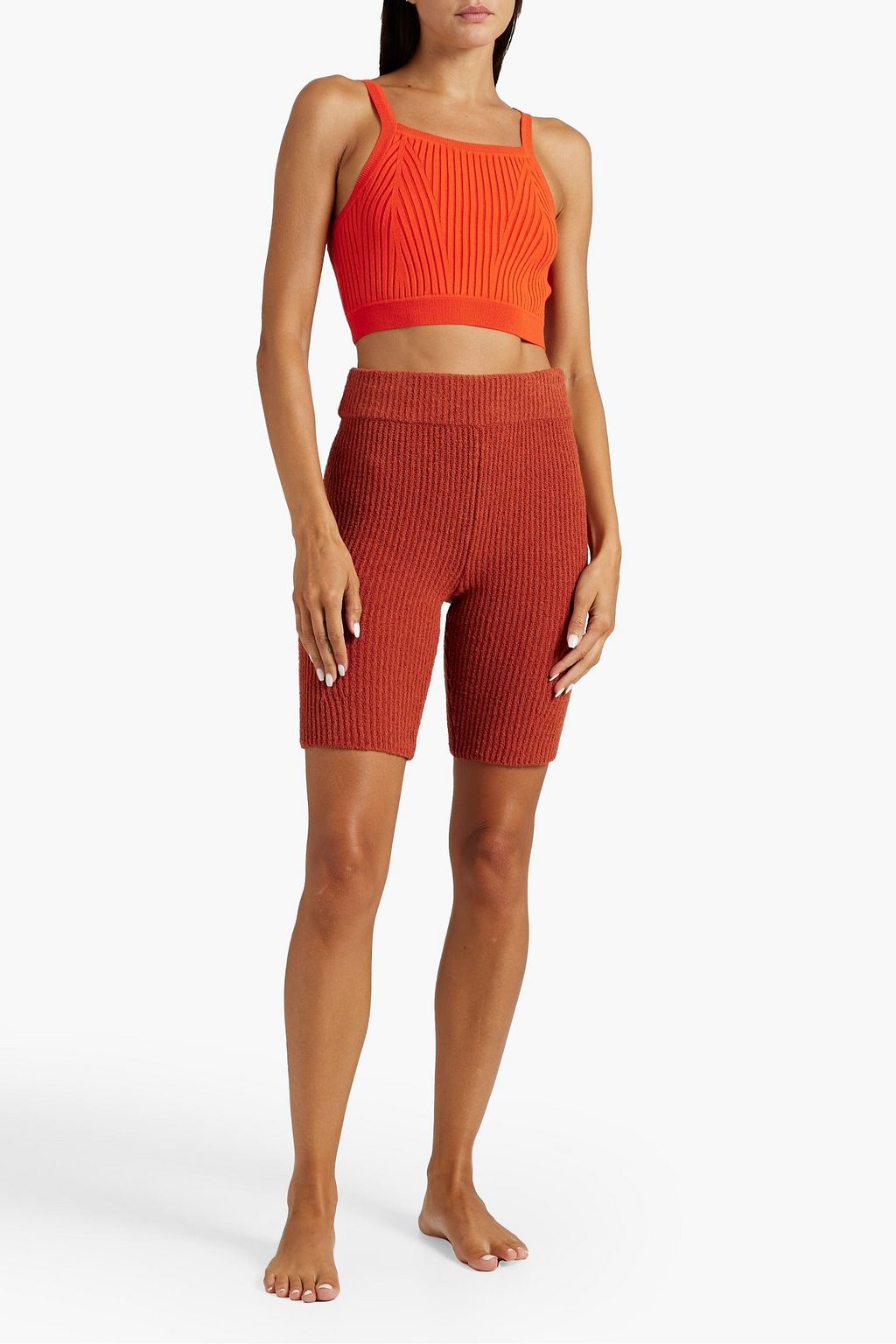 LIVE THE PROCESS Ribbed-knit sports bra