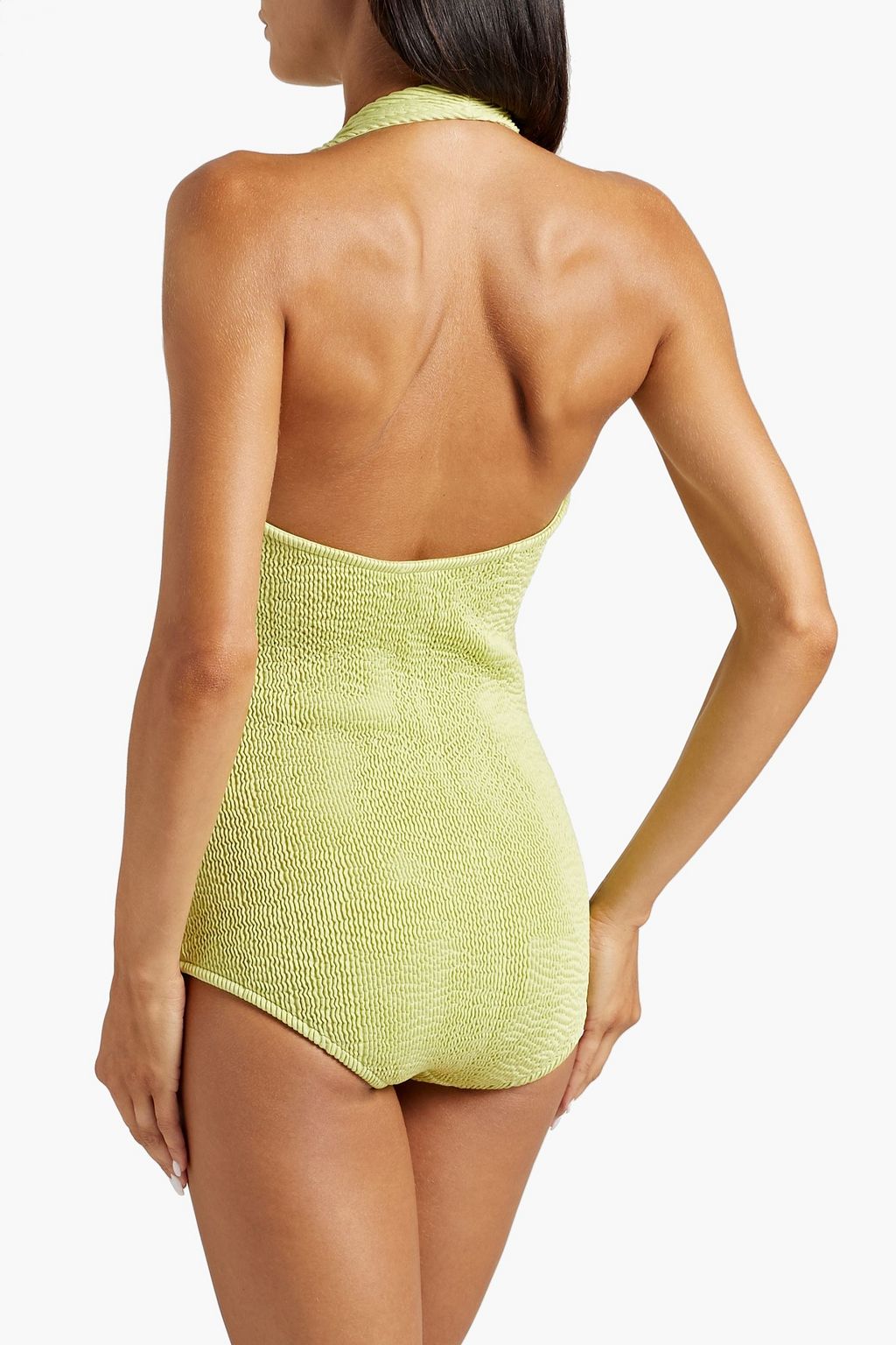 BOTTEGA VENETA Seersucker halterneck swimsuit