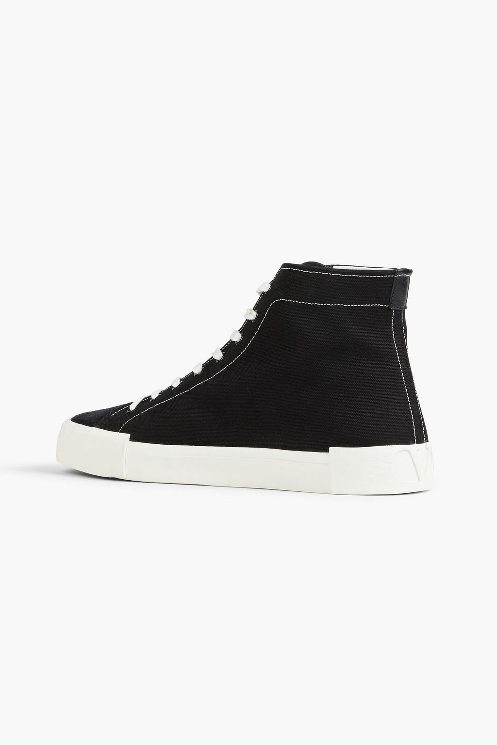 VALENTINO GARAVANI VLOGO suede-trimmed printed canvas high-top sneakers