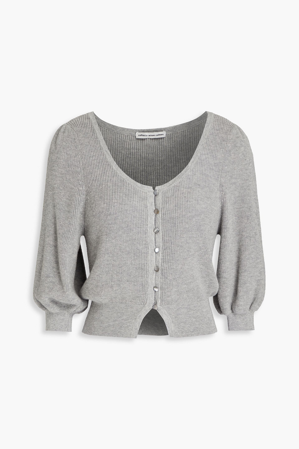 Autumn Cashmere Ribbed Cotton Cardigan In Grey