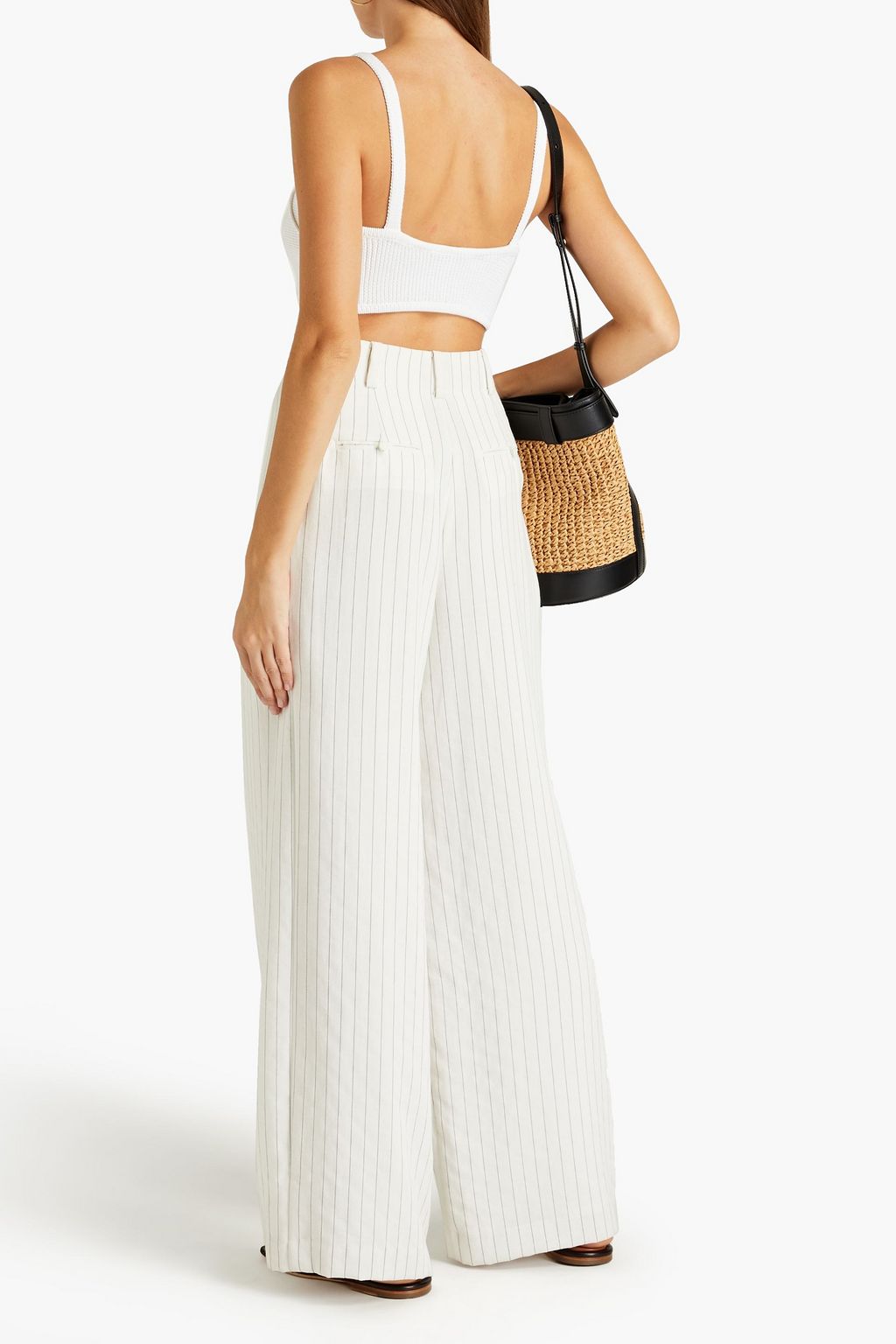 COTTON BY AUTUMN CASHMERE Gathered ribbed cotton bra top