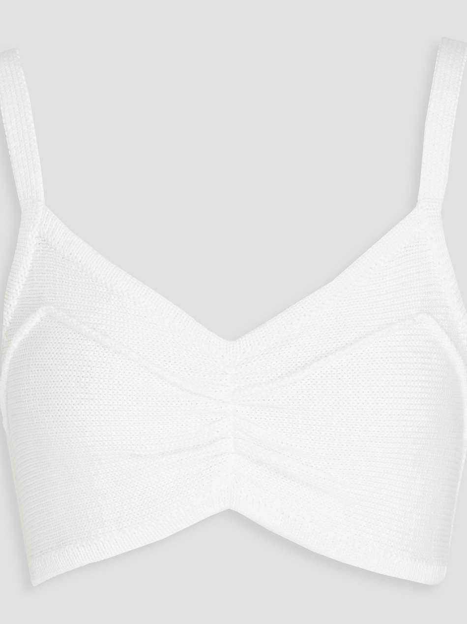 gathered ribbed cotton bra top