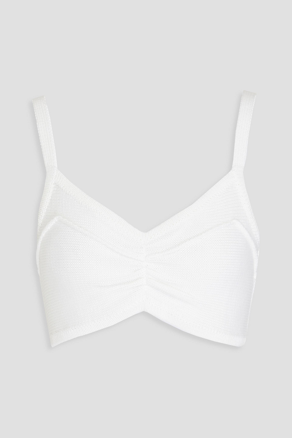 Autumn Cashmere Gathered Ribbed Cotton Bra Top In White