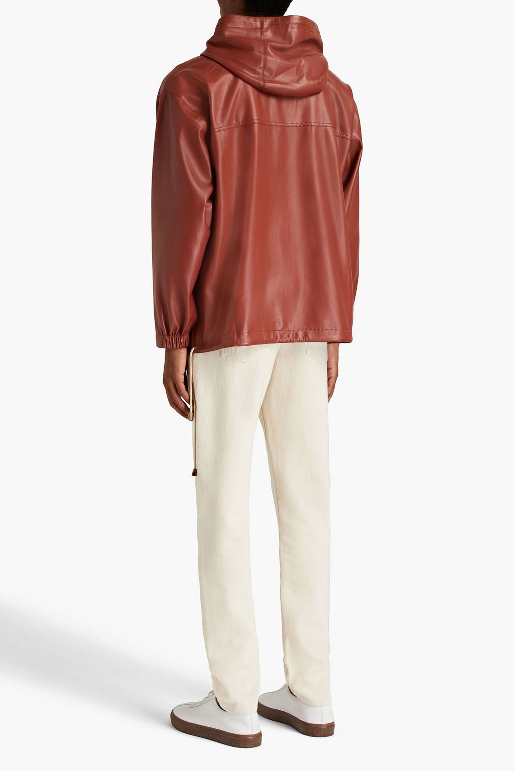 NANUSHKA Arno logo-embroidered faux leather hooded jacket