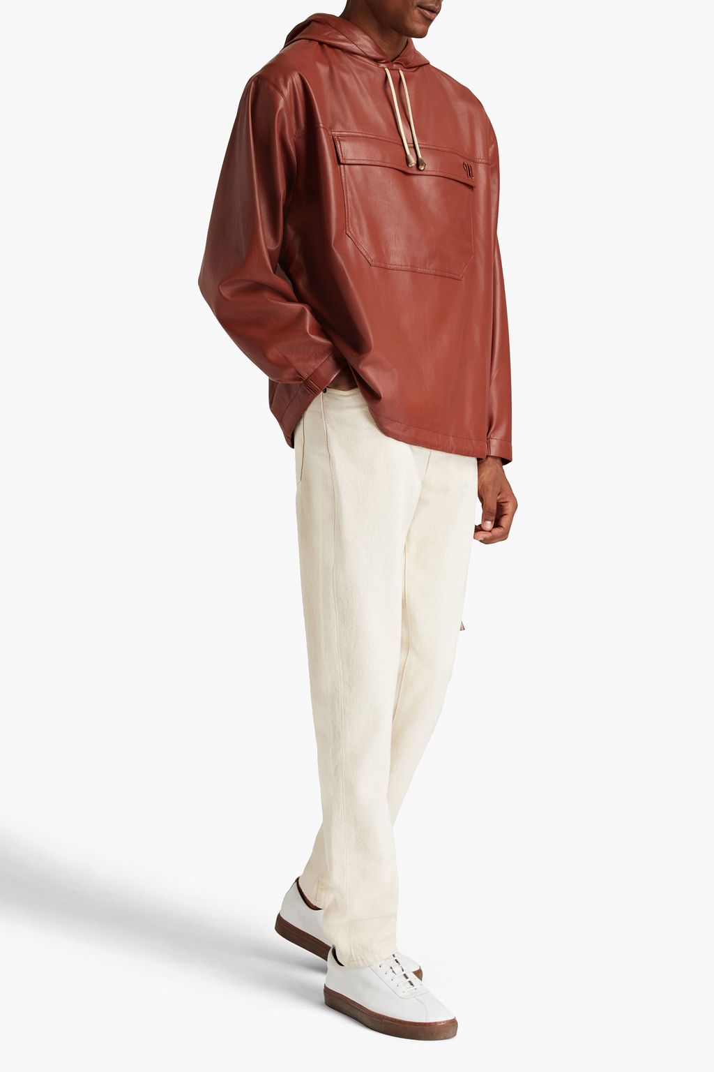NANUSHKA Arno logo-embroidered faux leather hooded jacket