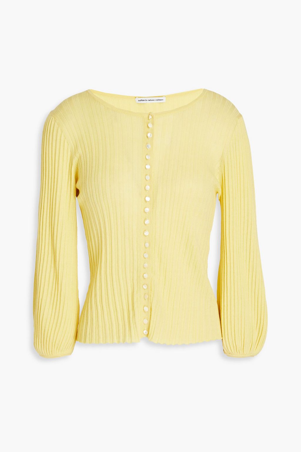 Pastel yellow Ribbed cotton cardigan 