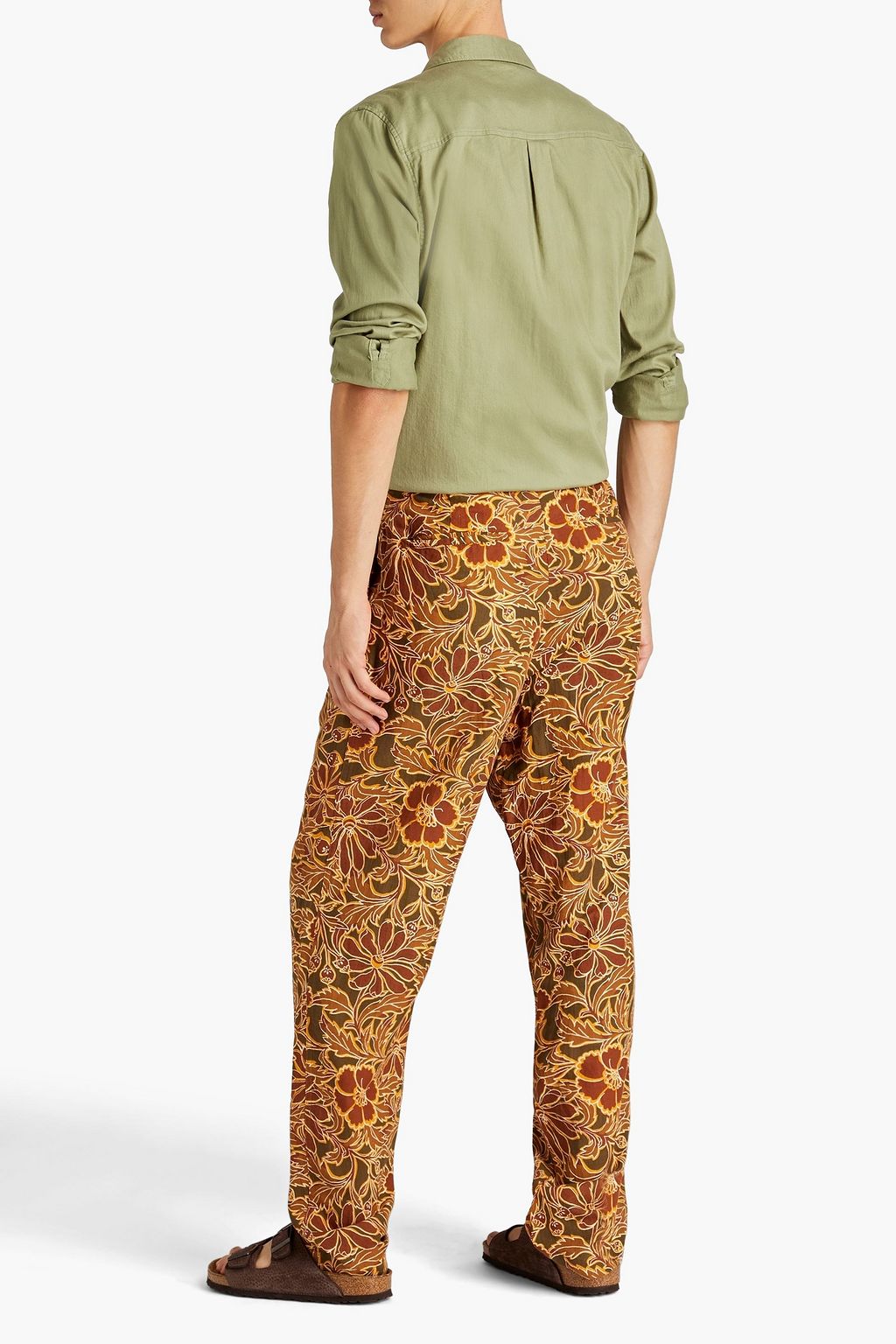 NANUSHKA Printed slub linen-blend pants